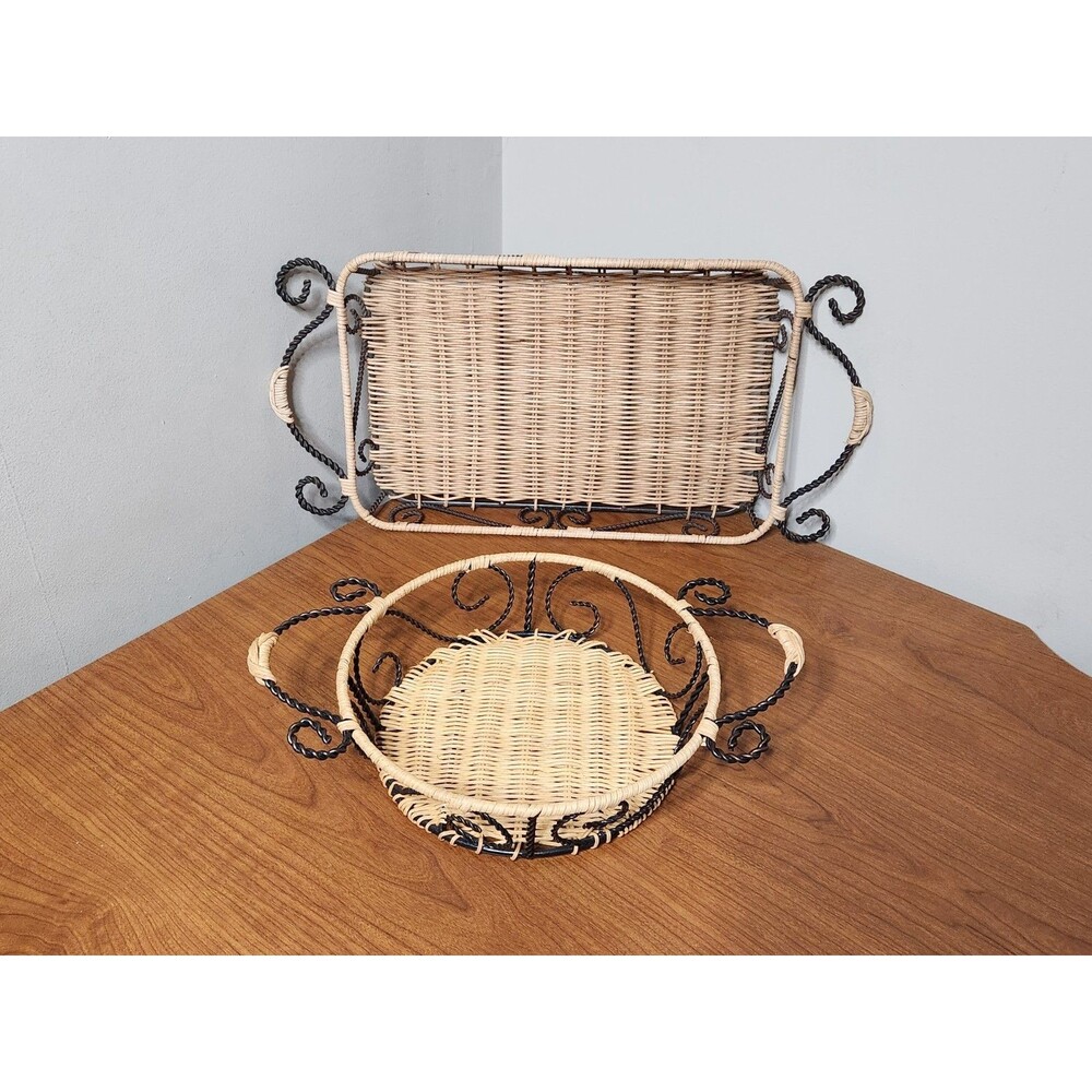 Homemaker's Idea Wicker Basket Casserole Serving Set